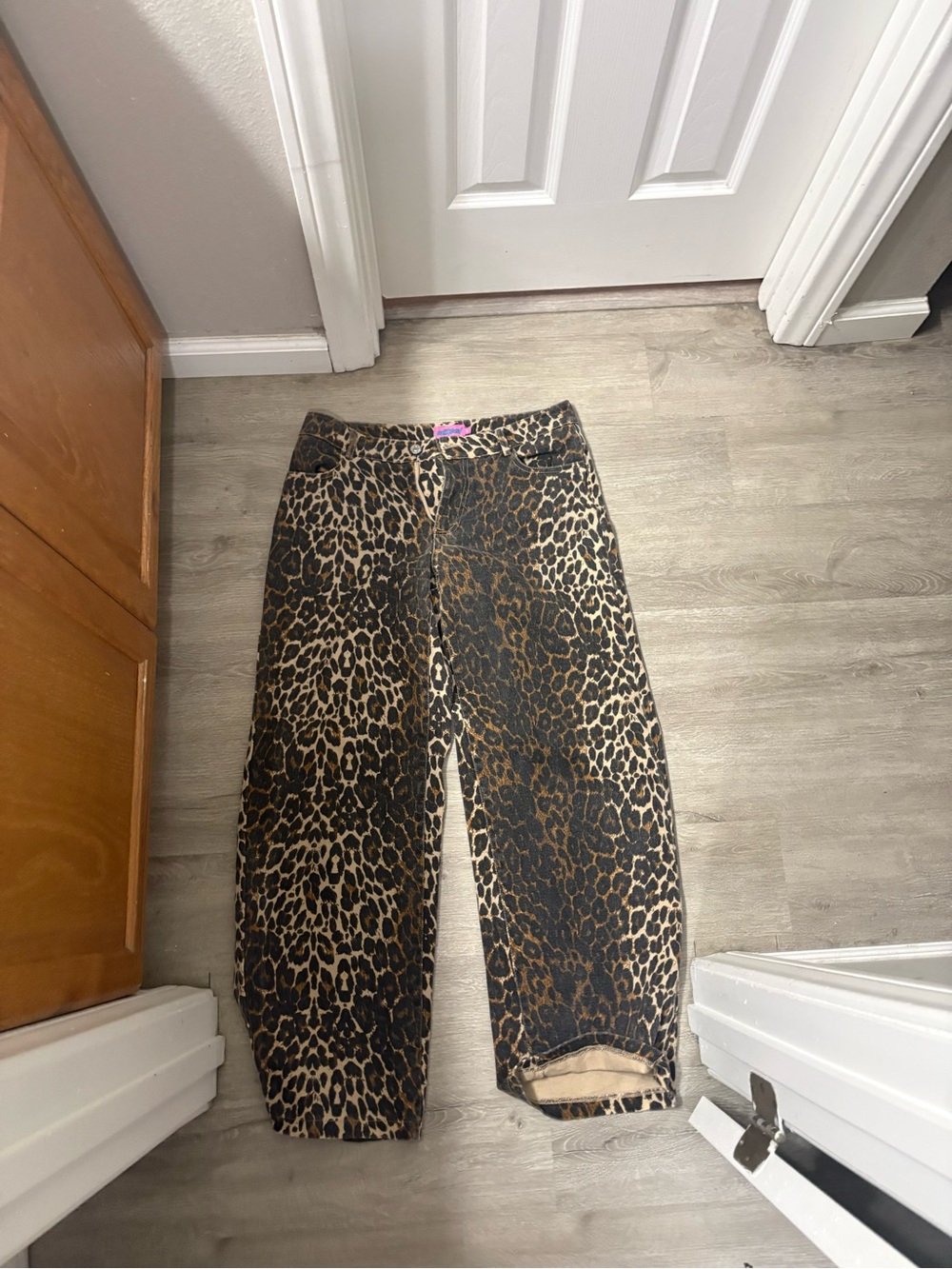 Edikted Leopard Print Wide Leg Jeans - Brown & Black